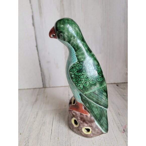 Vintage green bird parrot home‎ decor statue unique - Picture 2 of 7